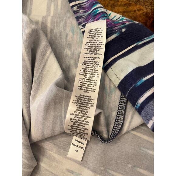 Chico’s | Purple Teal Ikat Print Maxi Dress Size 2 (Large) Stretch Knit Abstract - Picture 15 of 15